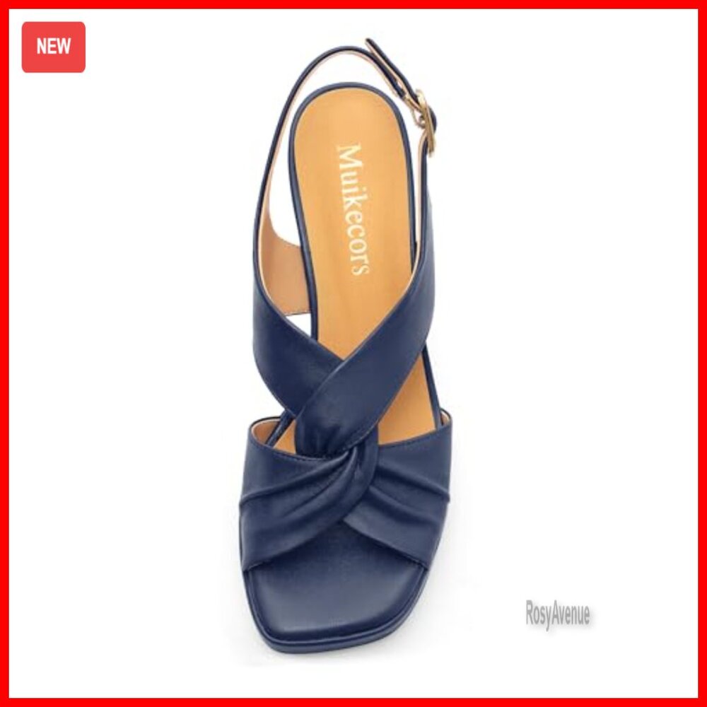 Chunky Platform Heels Square Toe Slingback Sandal… - image 3